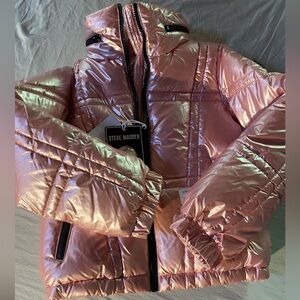Steve Madden Girls Winter Coat Puffer Pink Metallic (7-8 years)